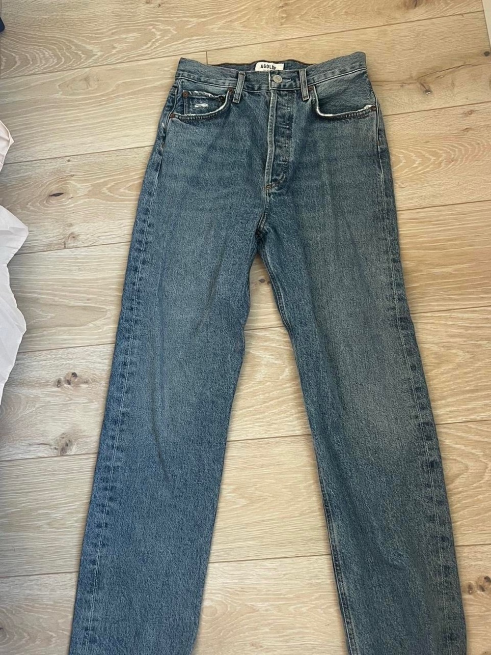 Agolde High-Rise Straight Leg Jeans in Faded Blue